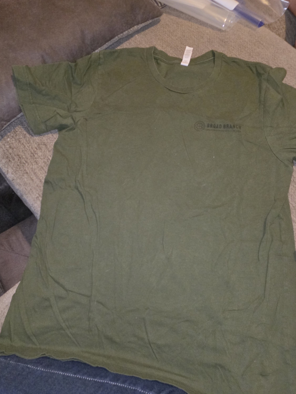 Men's Olive Green "BROADBRANCH" Crewneck T-Shirt Large